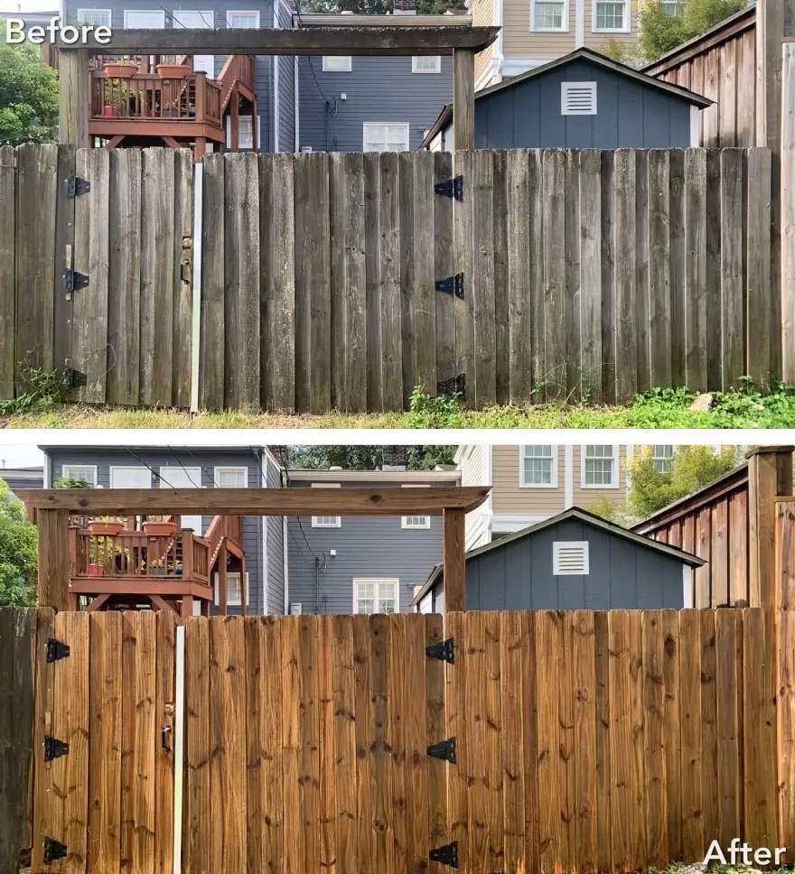 Pressure washed fence, Norman, OK