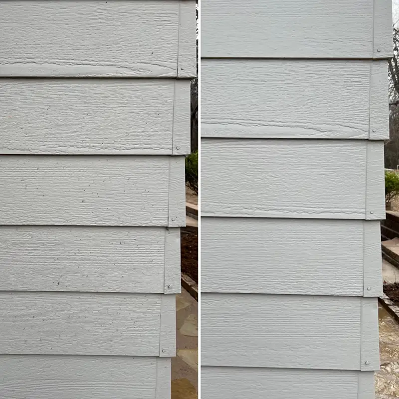 Soft washing protects delicate siding while removing environmental residues and organic material