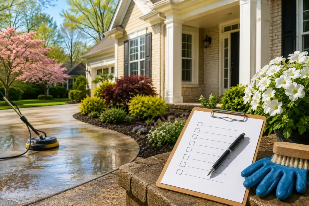 Oklahoma homeowner spring exterior cleaning checklist for residential property maintenance